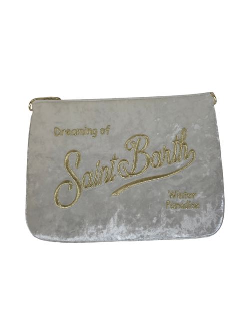 trousse donna in velluto con scritta avorio MC2 Saint Barth | PARISIENNE W CHENILLE10OR EMB